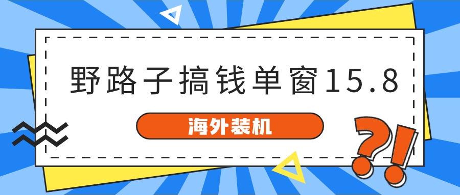 海外装机,野路子搞钱,单窗口15.8,亲测已变现10000+-九才资源网