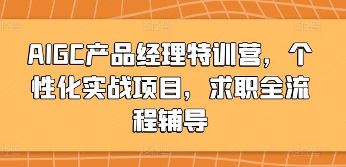 AIGC产品经理特训营,个性化实战项目,求职全流程辅导-九才资源网