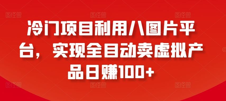 冷门项目利用八图片平台,实现全目动卖虚拟产品日赚100+【揭秘】-九才资源网