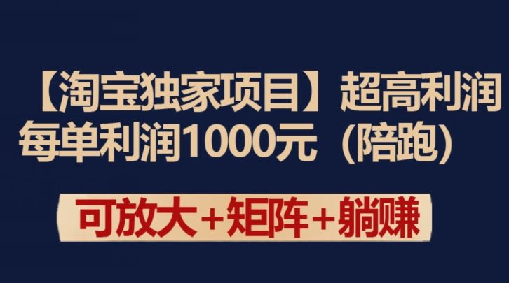 【淘宝独家项目】超高利润:每单利润1000元【揭秘】-九才资源网