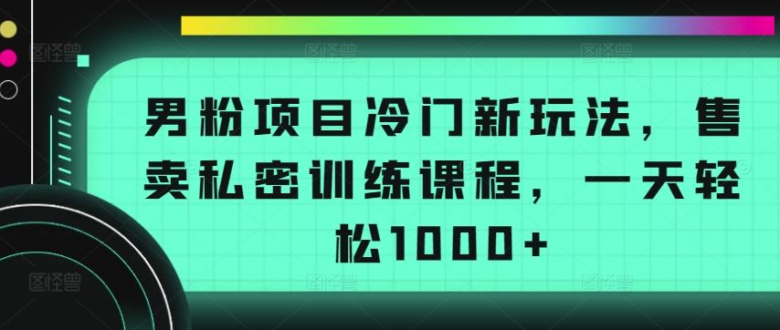 男粉项目冷门新玩法,售卖私密训练课程,一天轻松1000+【揭秘】-九才资源网
