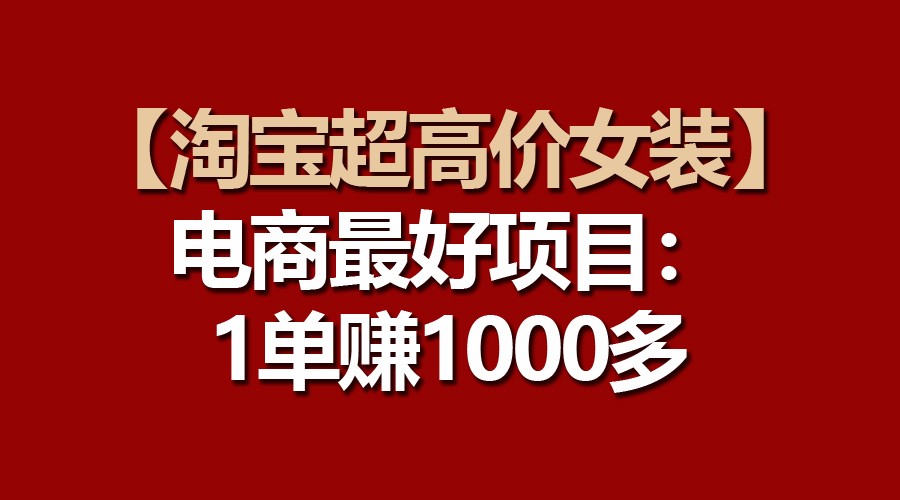 【淘宝超高价女装】电商最好项目:一单赚1000多-九才资源网