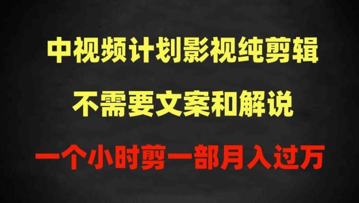 中视频计划影视纯剪辑,不需要文案和解说,一个小时剪一部,100%过原创月入过万【揭秘】-九才资源网