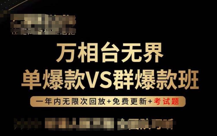 万相台无界单爆款VS群爆款班,选择大于努力,让团队事半功倍!-九才资源网