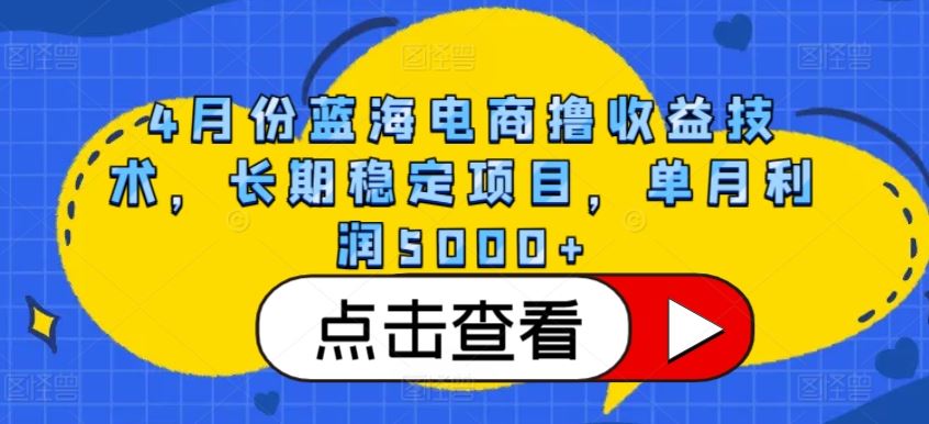 4月份蓝海电商撸收益技术,长期稳定项目,单月利润5000+【揭秘】-九才资源网