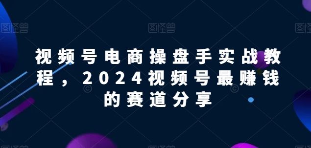 视频号电商实战教程,2024视频号最赚钱的赛道分享-九才资源网
