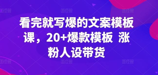 看完就写爆的文案模板课,20+爆款模板 涨粉人设带货-九才资源网