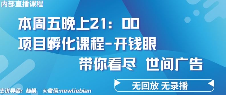 4.26日内部回放课程《项目孵化-开钱眼》赚钱的底层逻辑【揭秘】-九才资源网