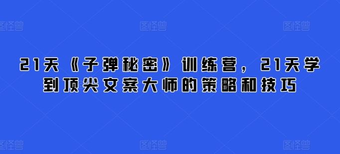 21天《子弹秘密》训练营,21天学到顶尖文案大师的策略和技巧