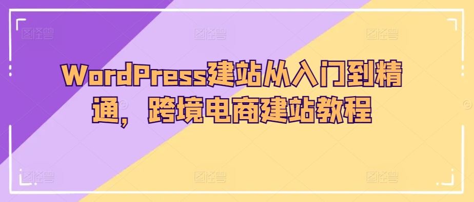 WordPress建站从入门到精通,跨境电商建站教程-九才资源网