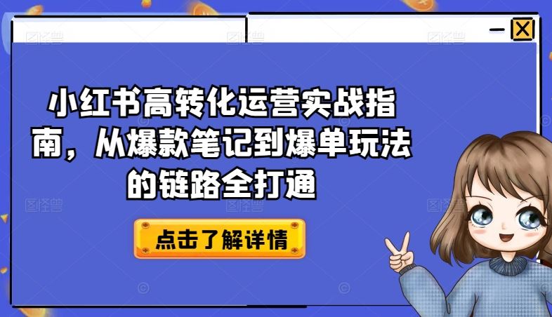 小红书高转化运营实战指南,从爆款笔记到爆单玩法的链路全打通-九才资源网