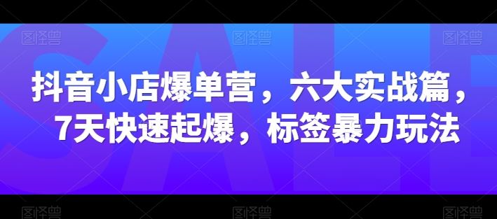 抖音小店爆单营,六大实战篇,7天快速起爆,标签暴力玩法-九才资源网