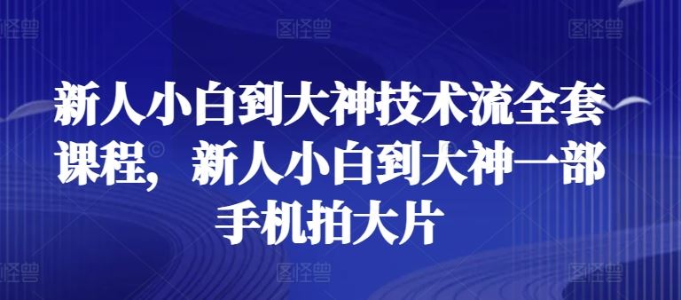 新人小白到大神技术流全套课程,新人小白到大神一部手机拍大片-九才资源网