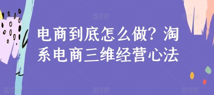 电商到底怎么做?淘系电商三维经营心法-九才资源网