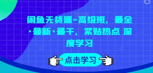 闲鱼无货源-高级班,最全·最新·最干,紧贴热点 深度学习-九才资源网