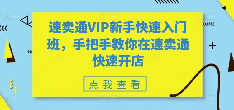速卖通VIP新手快速入门班,手把手教你在速卖通快速开店-九才资源网