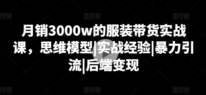 月销3000w的服装带货实战课,思维模型|实战经验|暴力引流|后端变现-九才资源网
