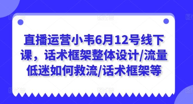 直播运营小韦6月12号线下课,话术框架整体设计/流量低迷如何救流/话术框架等-九才资源网