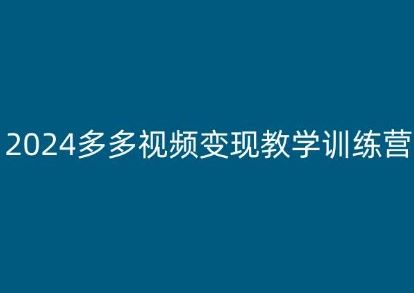 2024多多视频变现教学训练营,新手保姆级教程,适合新手小白-九才资源网