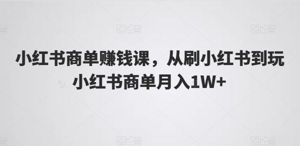 小红书商单赚钱课,从刷小红书到玩小红书商单月入1W+-九才资源网