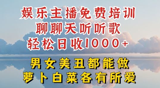 娱乐主播免费培训聊聊天听听歌轻松日收1K+,男女美丑都能做萝卜白菜各有所爱【揭秘】-九才资源网