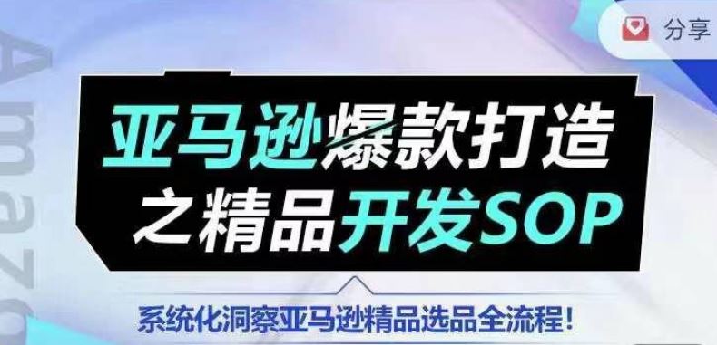 【训练营】亚马逊爆款打造之精品开发SOP,系统化洞察亚马逊精品选品全流程-九才资源网