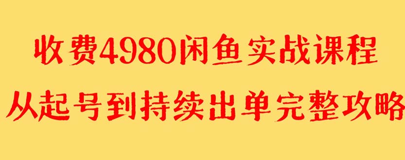 (8359期)外面收费4980闲鱼无货源实战教程 单号4000+-九才资源网