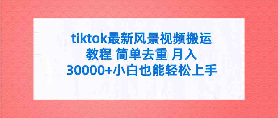 (9804期)tiktok最新风景视频搬运教程 简单去重 月入30000+附全套工具-九才资源网