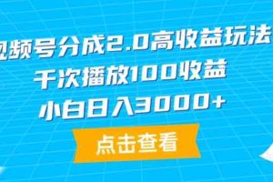 (9716期)视频号分成2.0高收益玩法,千次播放100收益,小白日入3000+-九才资源网