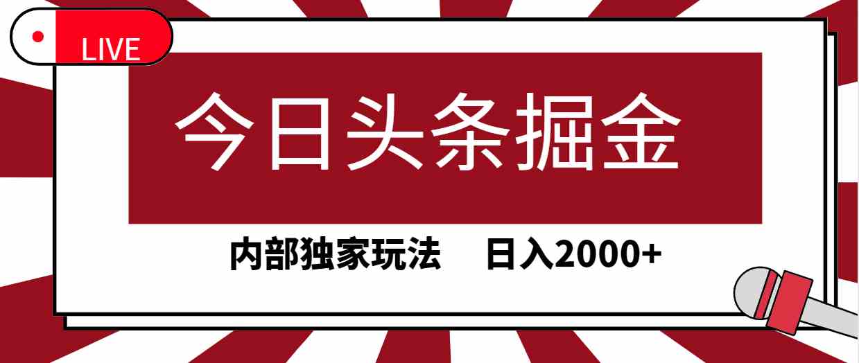 (9832期)今日头条掘金,30秒一篇文章,内部独家玩法,日入2000+-九才资源网