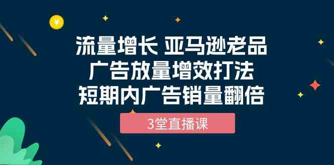 (10112期)流量增长 亚马逊老品广告放量增效打法,短期内广告销量翻倍(3堂直播课)-九才资源网