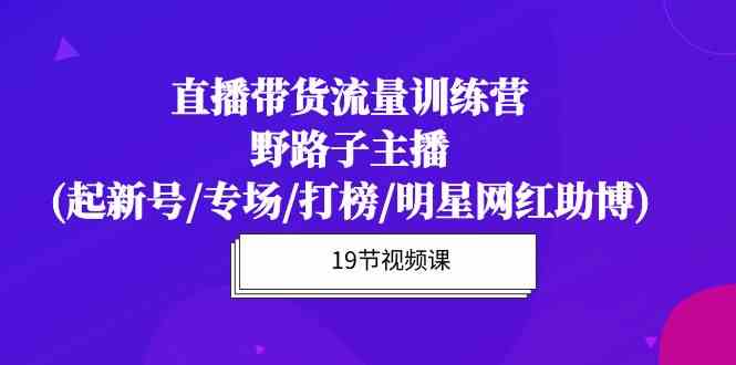 (10016期)直播带货流量特训营,野路子主播(起新号/专场/打榜/明星网红助博)19节课-九才资源网