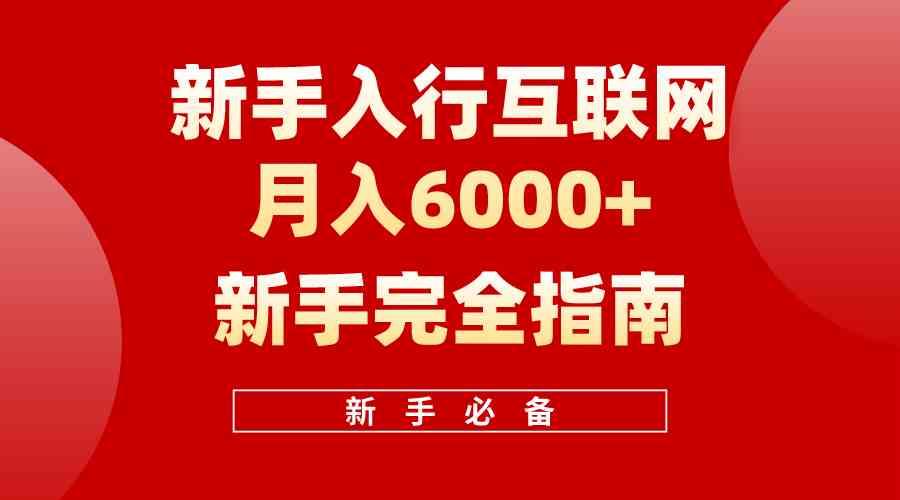 (10058期)互联网新手月入6000+完全指南 十年创业老兵用心之作,帮助小白快速入门-九才资源网