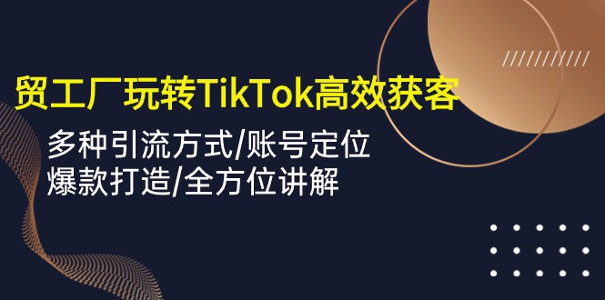 (10302期)外贸工厂玩转TikTok高效获客,多种引流方式/账号定位/爆款打造/全方位讲解-九才资源网
