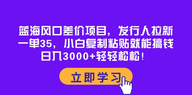 (10272期)蓝海风口差价项目,发行人拉新,一单35,小白复制粘贴就能搞钱!日入30…-九才资源网
