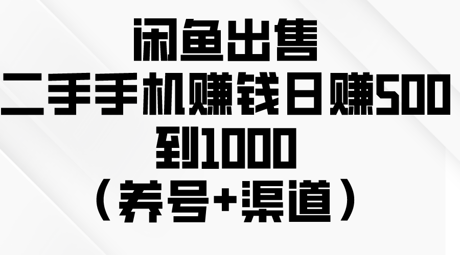 (10269期)闲鱼出售二手手机赚钱,日赚500到1000(养号+渠道)-九才资源网