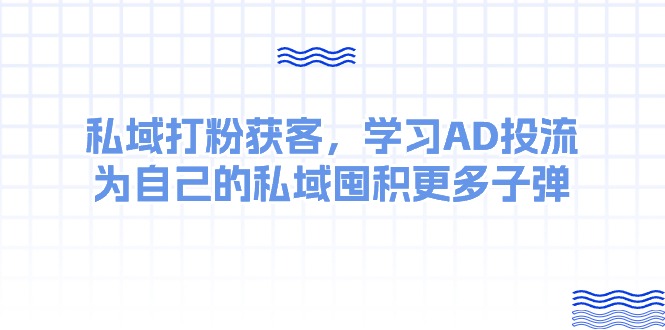 (10728期)某收费课:私域打粉获客,学习AD投流,为自己的私域囤积更多子弹-九才资源网
