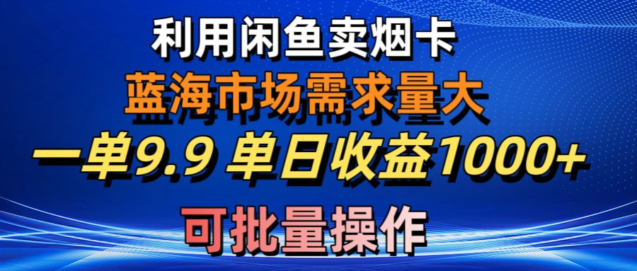 (10579期)利用咸鱼卖烟卡,蓝海市场需求量大,一单9.9单日收益1000+,可批量操作-九才资源网