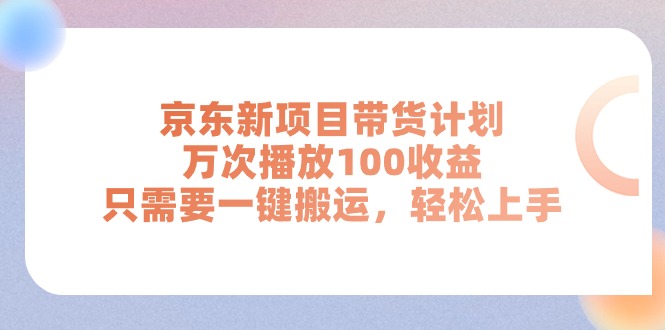 (11300期)京东新项目带货计划,万次播放100收益,只需要一键搬运,轻松上手-九才资源网