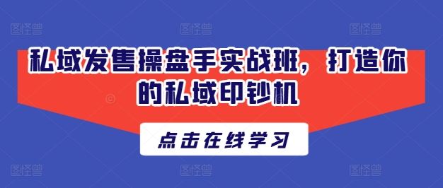 私域发售操盘手实战班,打造你的私域印钞机-九才资源网