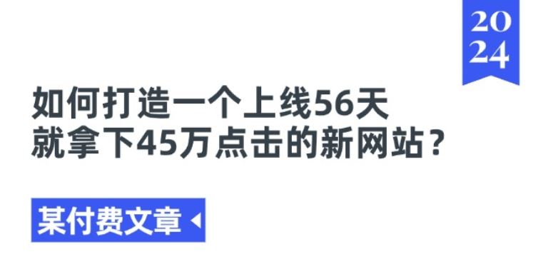 某付费文章《如何打造一个上线56天就拿下45万点击的新网站?》-九才资源网