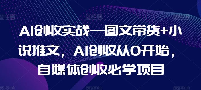 AI创收实战—图文带货+小说推文,AI创收从0开始,自媒体创收必学项目-九才资源网