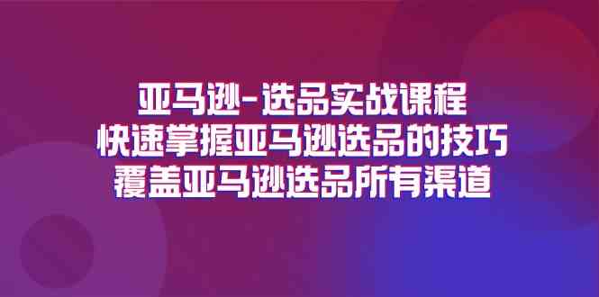 亚马逊选品实战课程,快速掌握亚马逊选品的技巧,覆盖亚马逊选品所有渠道-九才资源网