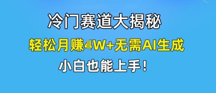冷门赛道大揭秘,轻松月赚1W+无需AI生成,小白也能上手【揭秘】-九才资源网