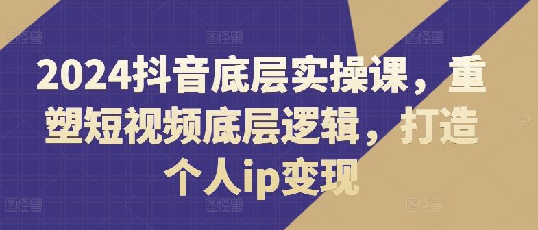 2024抖音底层实操课,重塑短视频底层逻辑,打造个人ip变现-九才资源网