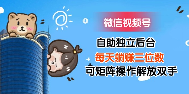 (11910期)微信视频号自助独立后台每天躺赚三位数可矩阵操作解放双手-九才资源网