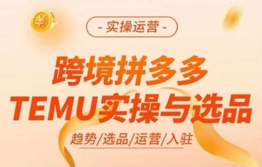 跨境拼多多TEMU实操与选品,多多temu跨境选品运营实操-九才资源网