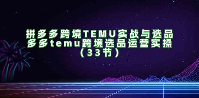 拼多多跨境TEMU实战与选品,多多temu跨境选品运营实操(33节)-九才资源网