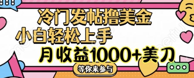 冷门发帖撸美金项目,月收益1000+美金,简单无脑,干就完了【揭秘】