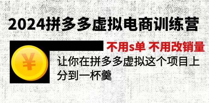 (12024期)2024拼多多虚拟电商训练营 不s单 不改销量 做虚拟项目分一杯羹(更新10节)-九才资源网